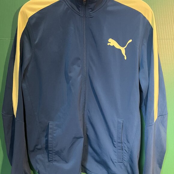 PUMA Blue Yellow Track Jacket Men’s Size XL Full Zip Athletic Training - Picture 3 of 6